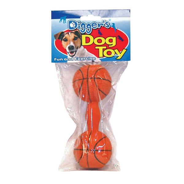 Diggers Boss Pet Digger's Orange Latex Basketball Dumb Bell Squeaky Dog Toy Large 1 pk 52531 - main
